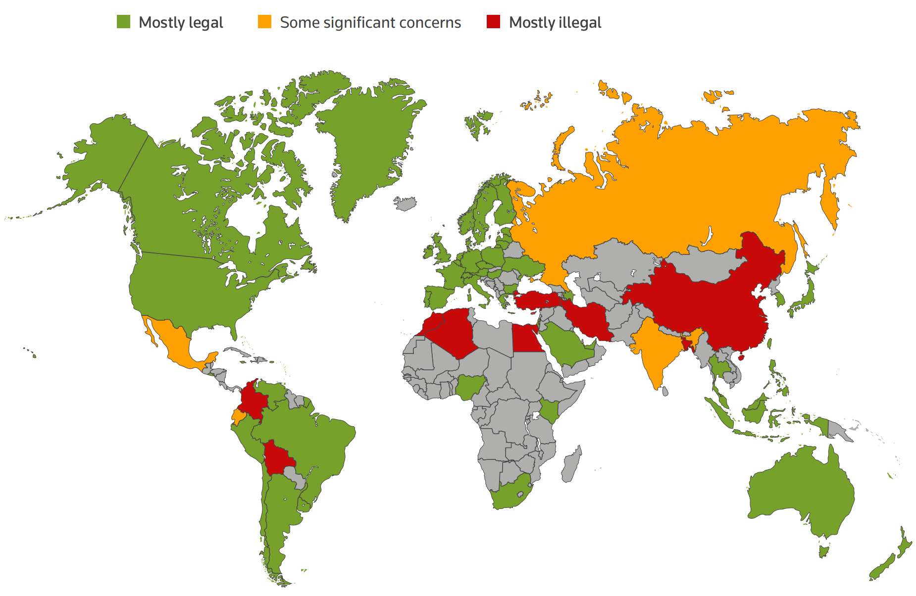 Crypto Assets - legal status by country (Source: Thompson Reuters)
